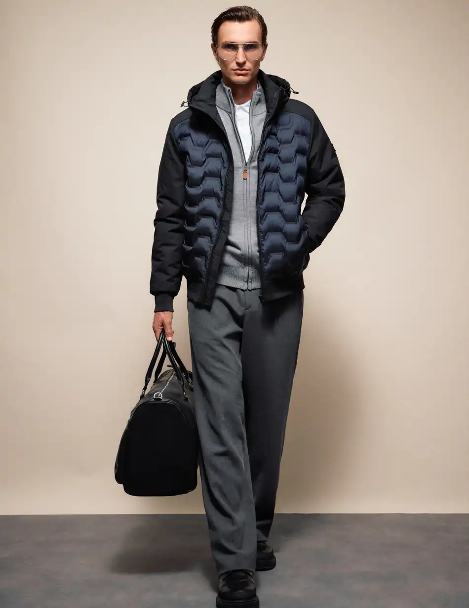 Splendid Ανδρικό κοντό πανωφόρι με κουκούλα 54-201-026 NAVY