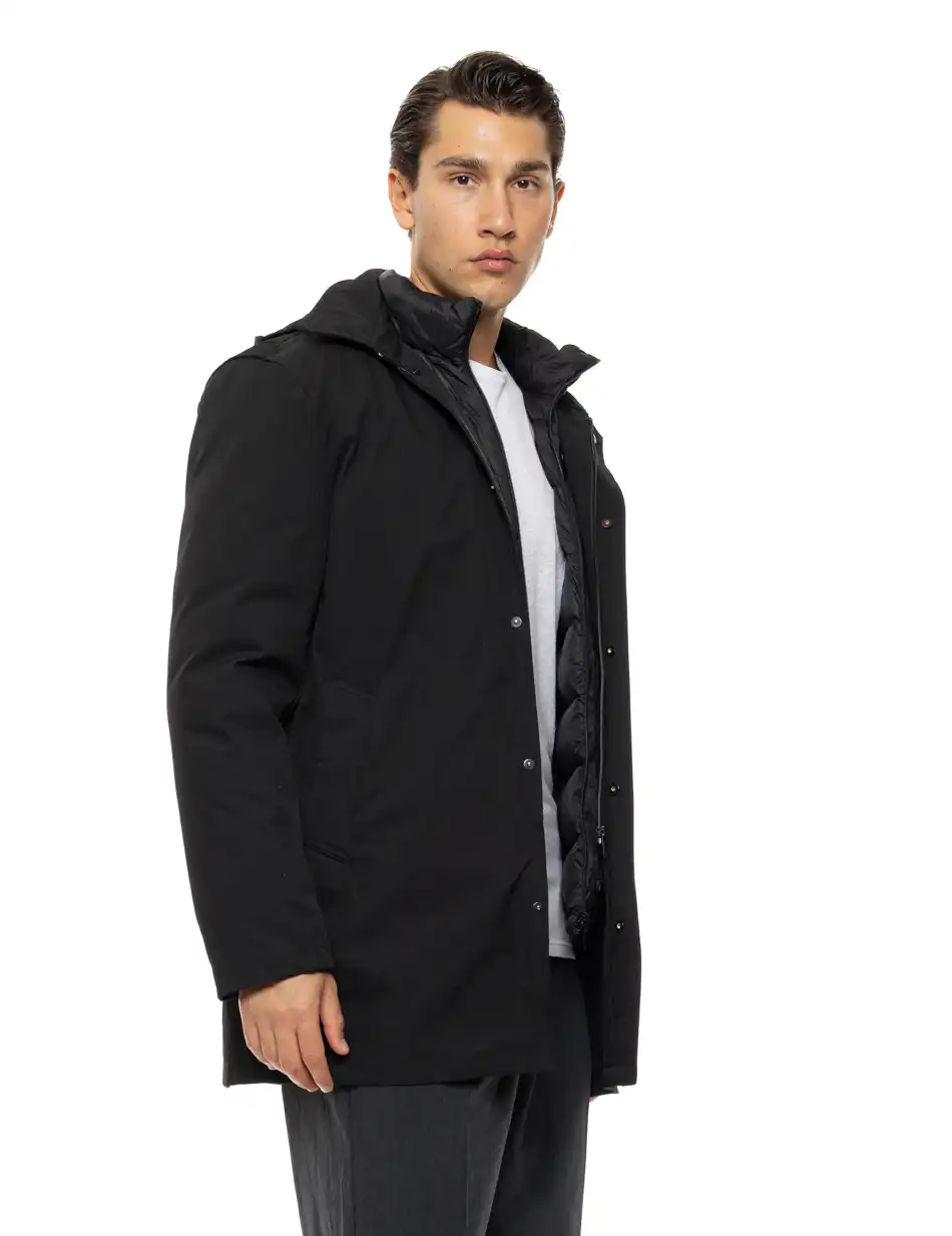 Biston Ανδρικό demi πανωφόρι δυο τεμαχίων με αποσπώμενο εσωτερικό 54-201-029 BLACK