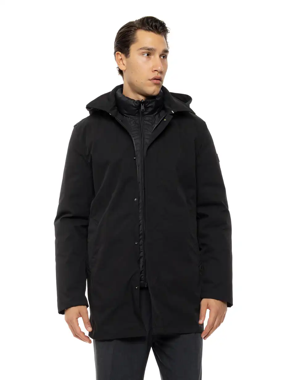 Biston Ανδρικό demi πανωφόρι δυο τεμαχίων με αποσπώμενο εσωτερικό 54-201-029 BLACK