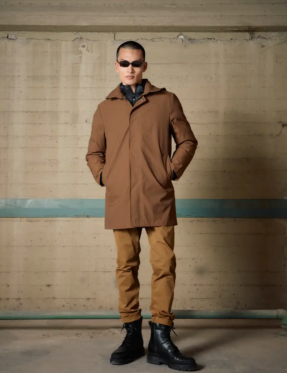 Biston Ανδρικό demi πανωφόρι δυο τεμαχίων με αποσπώμενο εσωτερικό 54-201-029 BROWN