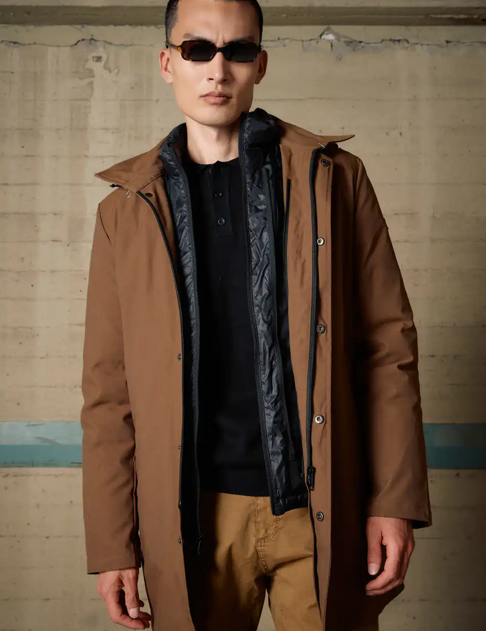 Biston Ανδρικό demi πανωφόρι δυο τεμαχίων με αποσπώμενο εσωτερικό 54-201-029 BROWN