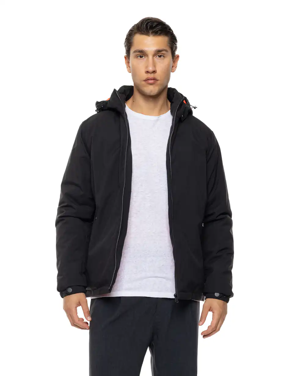 Biston Ανδρικό κοντό πανωφόρι με κουκούλα 54-201-034 BLACK