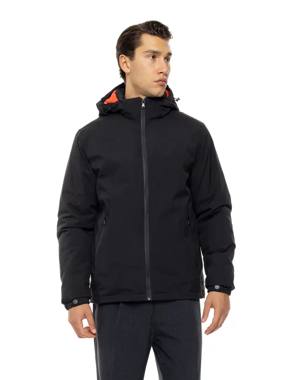 Biston Ανδρικό κοντό πανωφόρι με κουκούλα 54-201-034 BLACK