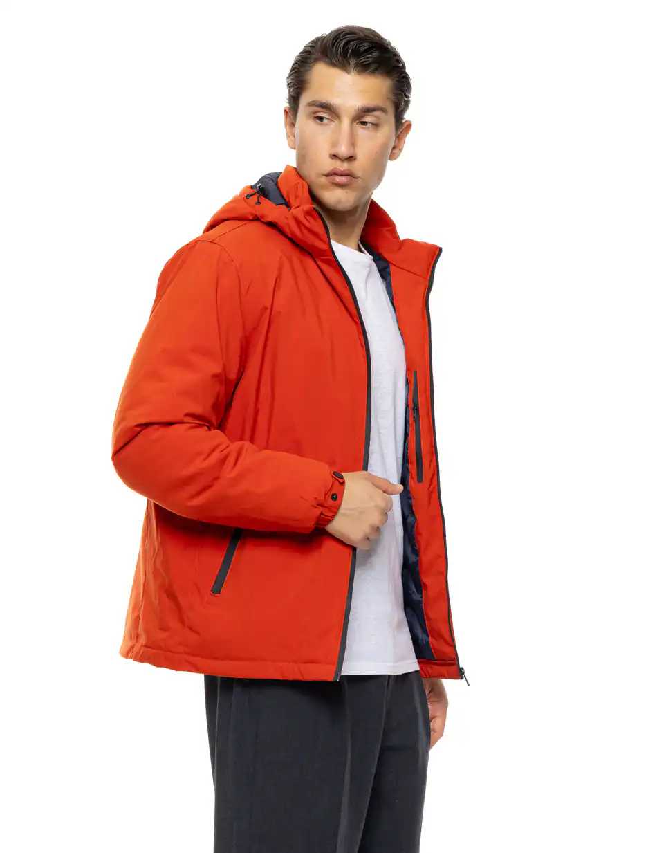 Biston Ανδρικό κοντό πανωφόρι με κουκούλα 54-201-034 ORANGE