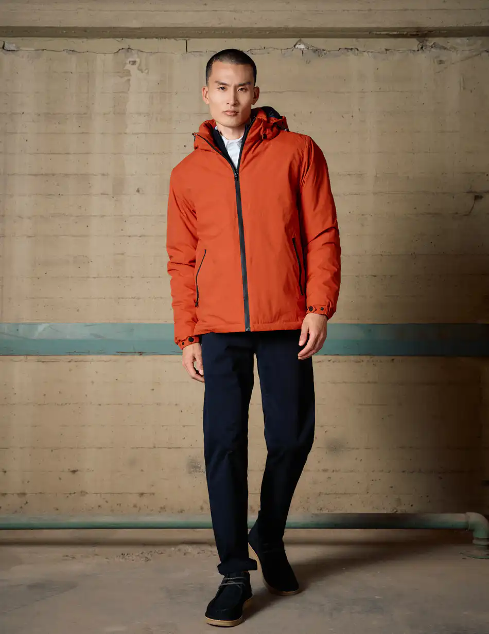 Biston Ανδρικό κοντό πανωφόρι με κουκούλα 54-201-034 ORANGE