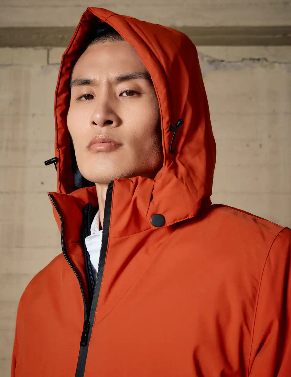 Biston Ανδρικό κοντό πανωφόρι με κουκούλα 54-201-034 ORANGE