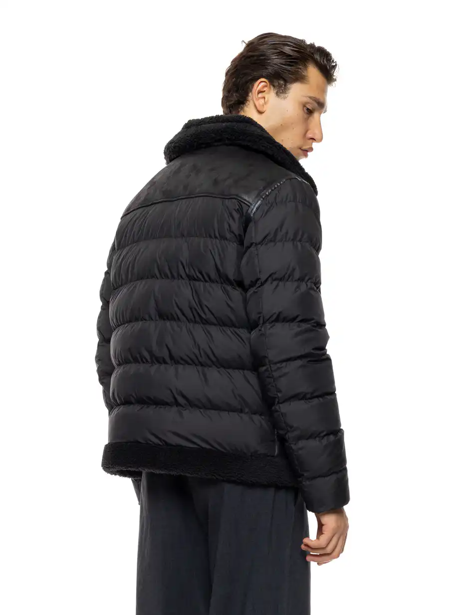 Biston Ανδρικό κοντό μπουφάν με γιακά και γούνα εσωτερικά 54-201-048 BLACK