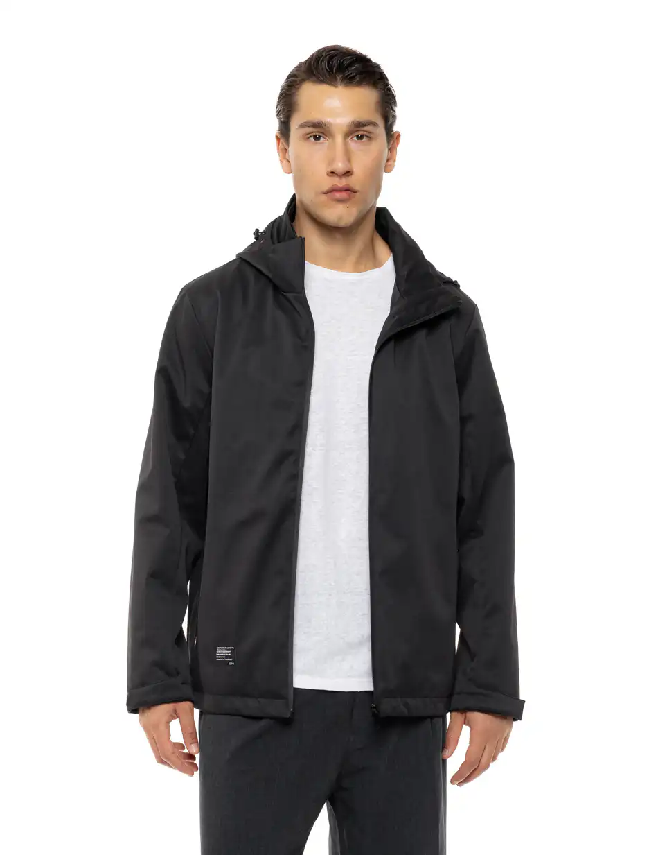 Biston Ανδρικό κοντό μπουφάν με κουκούλα δυο τεμαχίων με αποσπώμενο εσωτερικό 54-201-051 BLACK