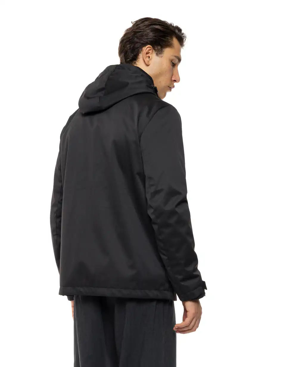 Biston Ανδρικό κοντό μπουφάν με κουκούλα δυο τεμαχίων με αποσπώμενο εσωτερικό 54-201-051 BLACK