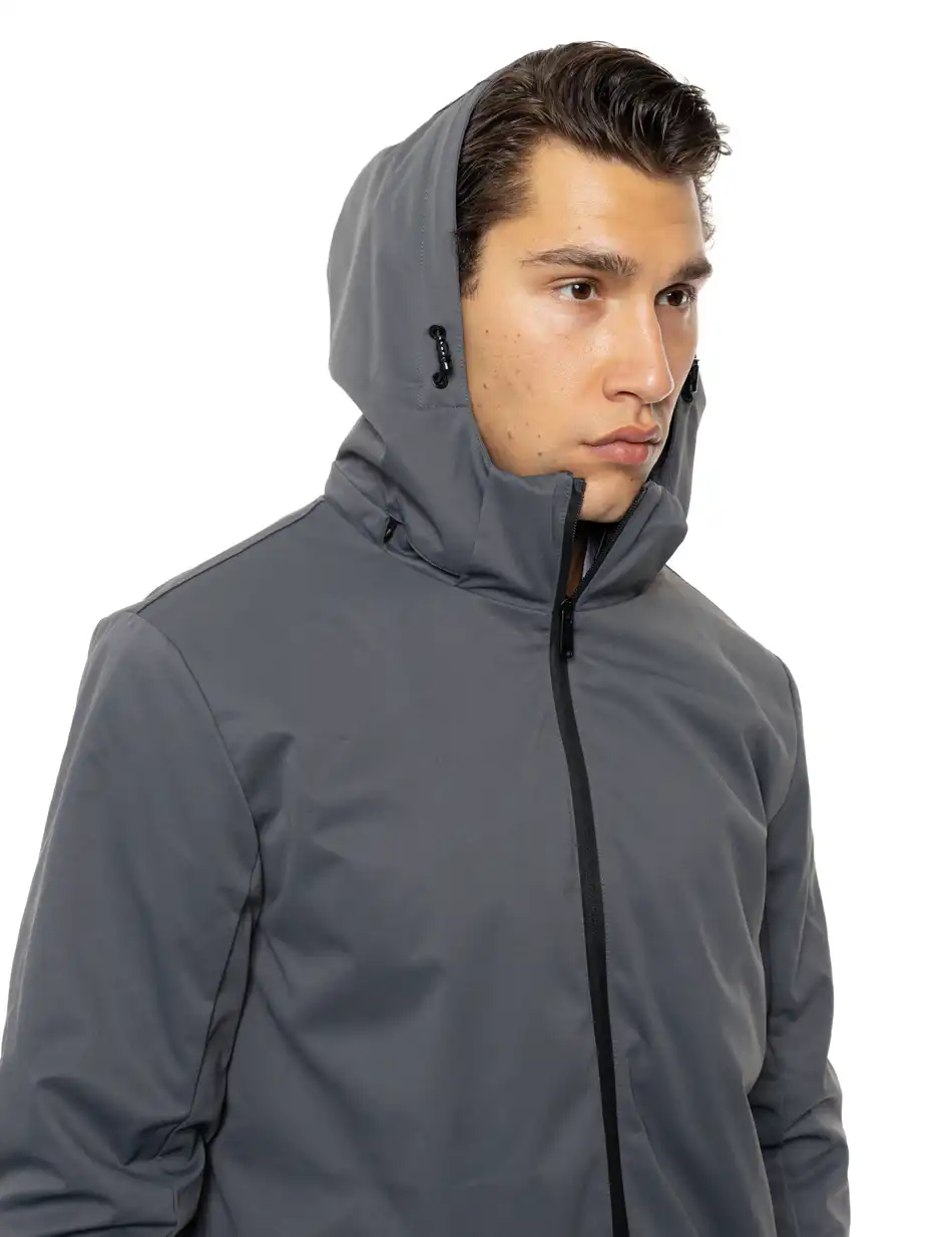 Biston Ανδρικό κοντό μπουφάν με κουκούλα δυο τεμαχίων με αποσπώμενο εσωτερικό 54-201-051 ANTHRACITE