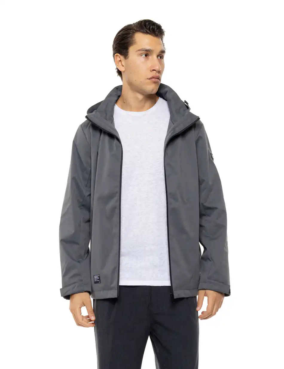 Biston Ανδρικό κοντό μπουφάν με κουκούλα δυο τεμαχίων με αποσπώμενο εσωτερικό 54-201-051 ANTHRACITE