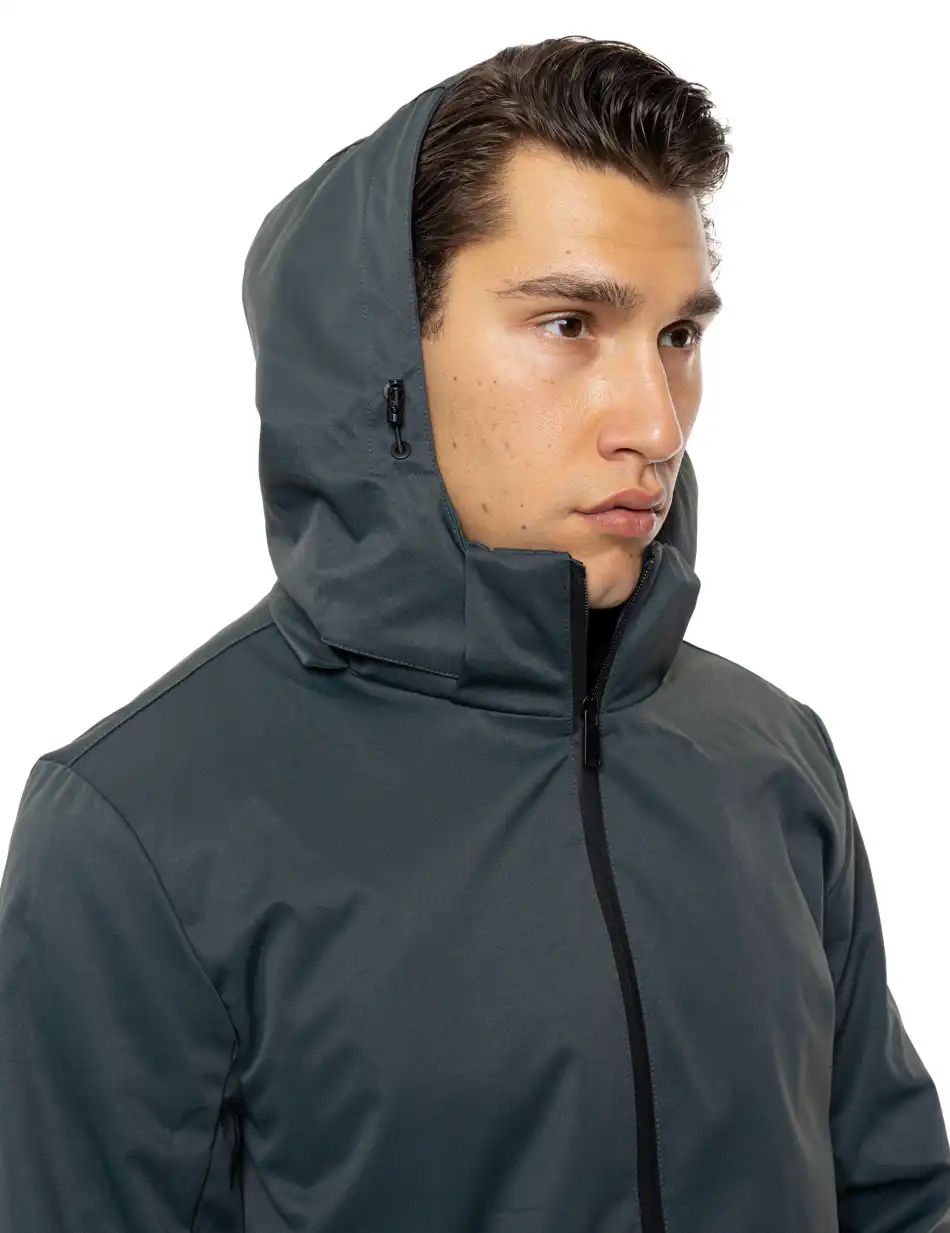 Biston Ανδρικό κοντό μπουφάν με κουκούλα δυο τεμαχίων με αποσπώμενο εσωτερικό 54-201-051 DK GREEN