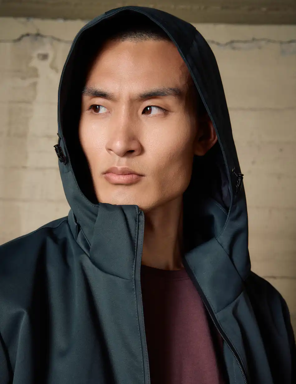 Biston Ανδρικό κοντό μπουφάν με κουκούλα δυο τεμαχίων με αποσπώμενο εσωτερικό 54-201-051 DK GREEN