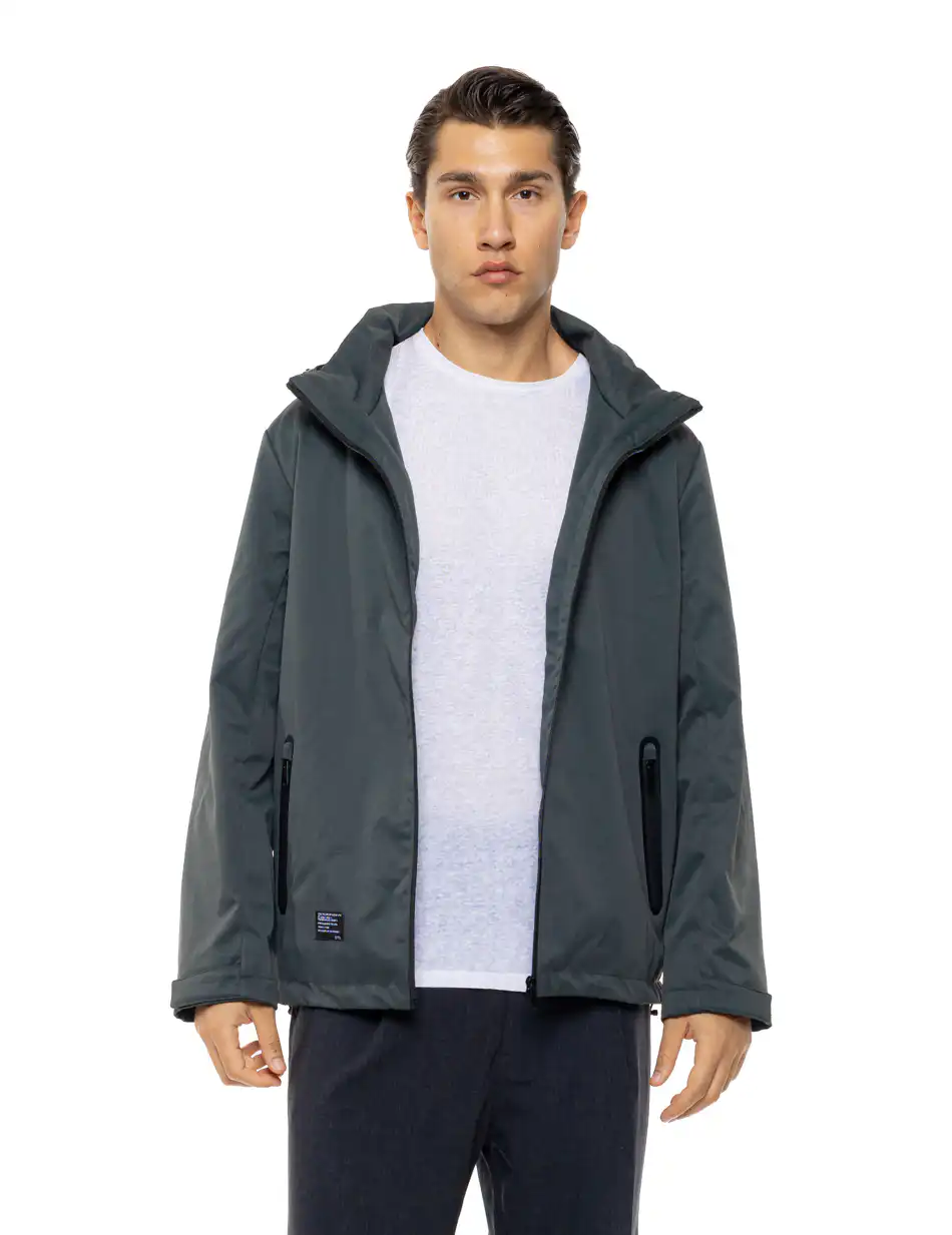 Biston Ανδρικό κοντό μπουφάν με κουκούλα δυο τεμαχίων με αποσπώμενο εσωτερικό 54-201-051 DK GREEN