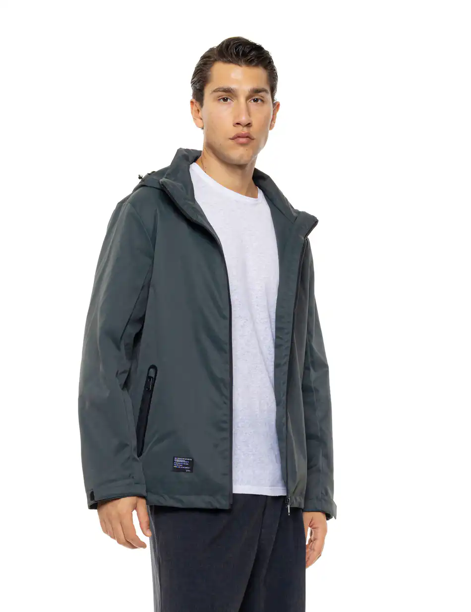 Biston Ανδρικό κοντό μπουφάν με κουκούλα δυο τεμαχίων με αποσπώμενο εσωτερικό 54-201-051 DK GREEN