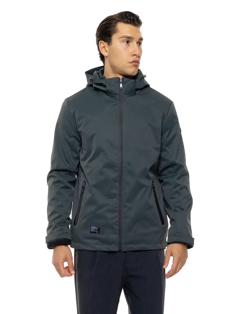 Biston Ανδρικό κοντό μπουφάν με κουκούλα δυο τεμαχίων με αποσπώμενο εσωτερικό 54-201-051 DK GREEN