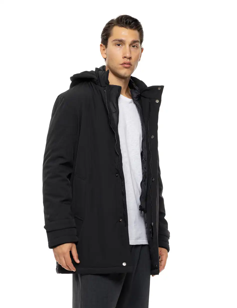 Biston Ανδρικό demi μπουφάν με κουκούλα 54-201-053 BLACK