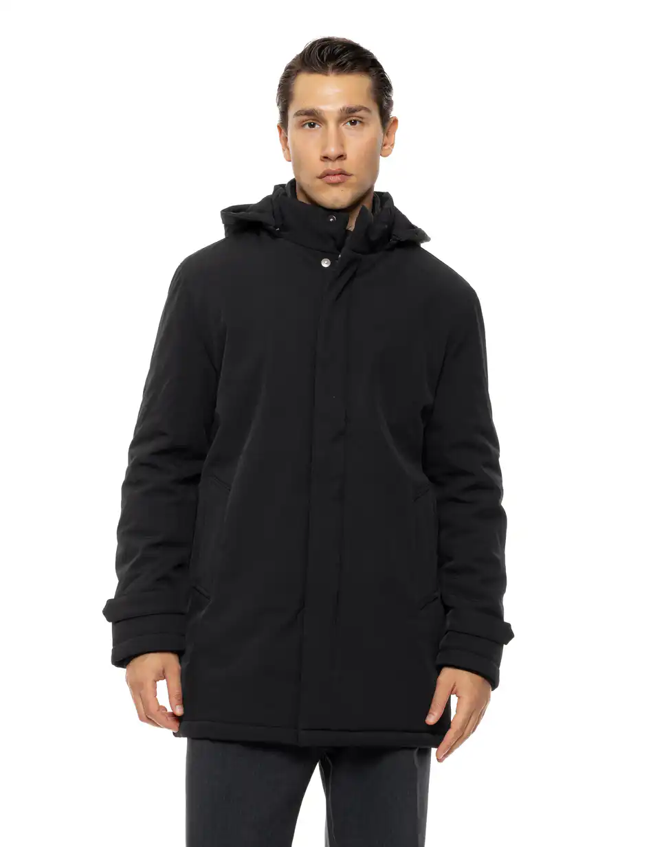 Biston Ανδρικό demi μπουφάν με κουκούλα 54-201-053 BLACK