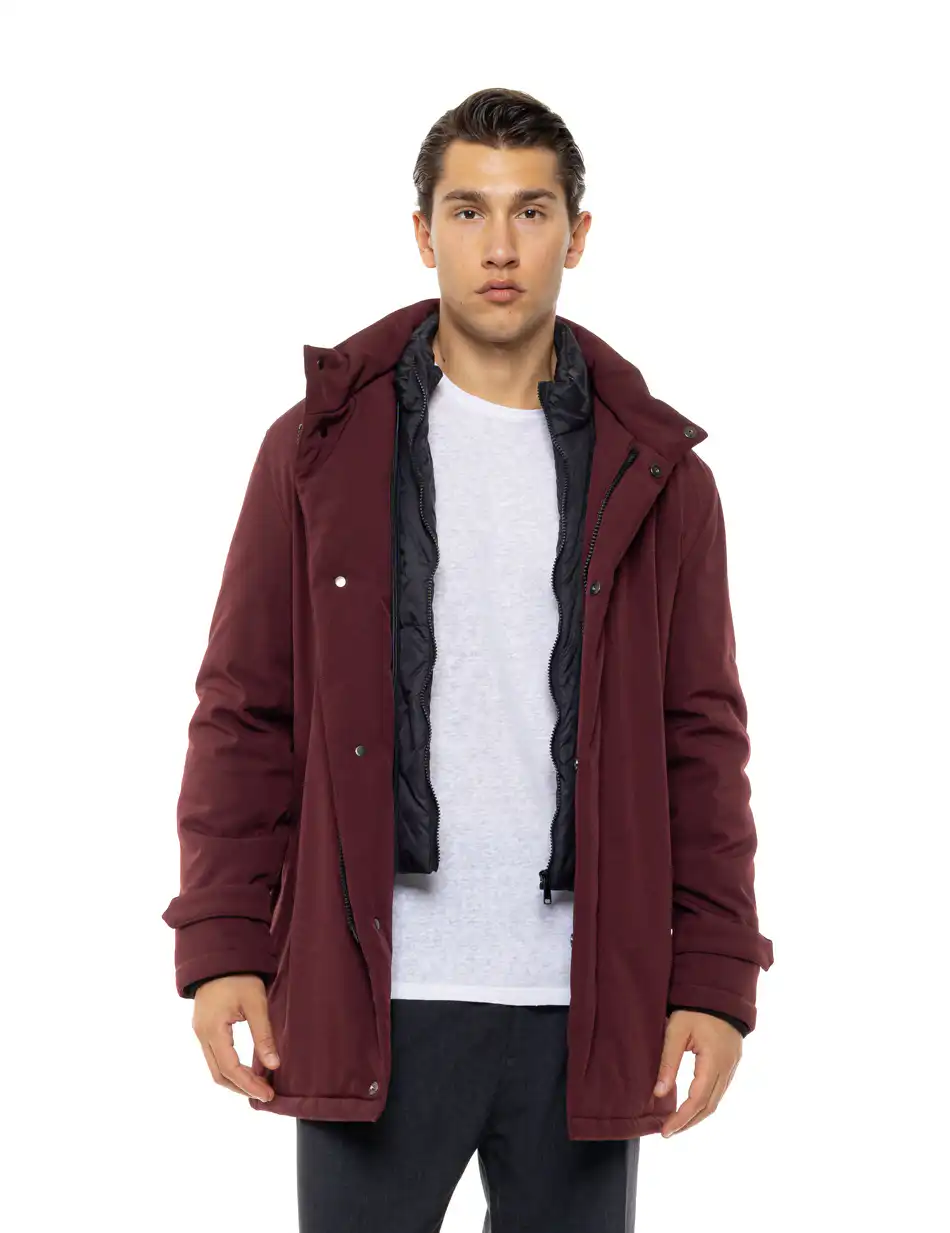 Biston Ανδρικό demi μπουφάν με κουκούλα 54-201-053 BORDEAUX