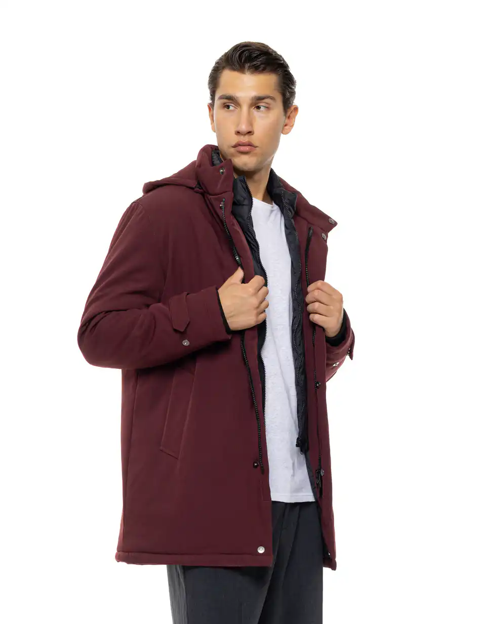 Biston Ανδρικό demi μπουφάν με κουκούλα 54-201-053 BORDEAUX