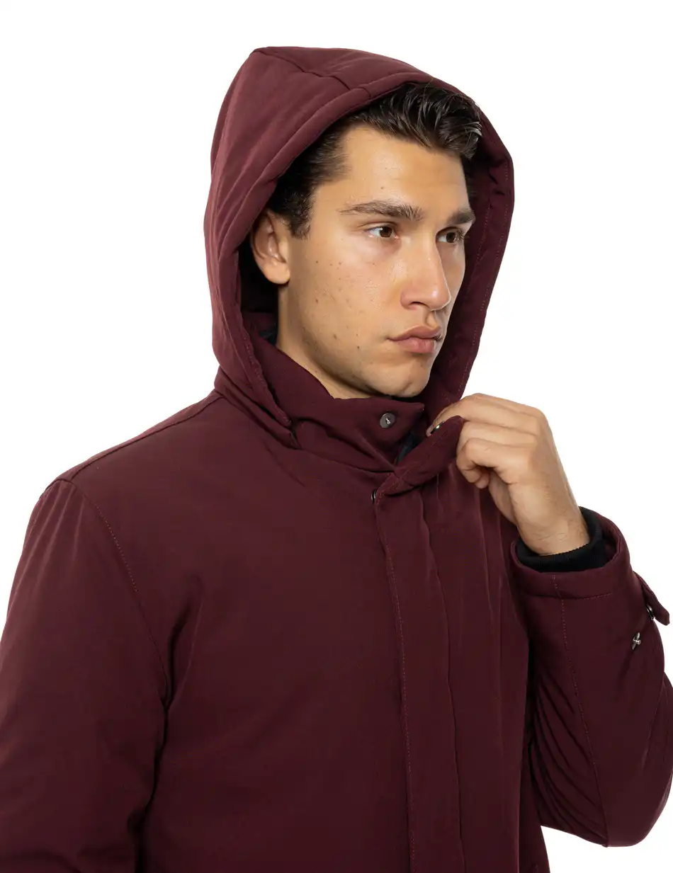 Biston Ανδρικό demi μπουφάν με κουκούλα 54-201-053 BORDEAUX