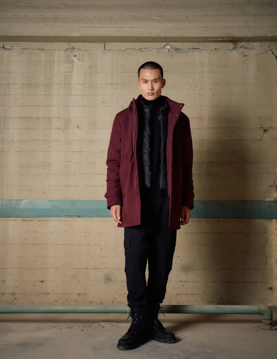 Biston Ανδρικό demi μπουφάν με κουκούλα 54-201-053 BORDEAUX