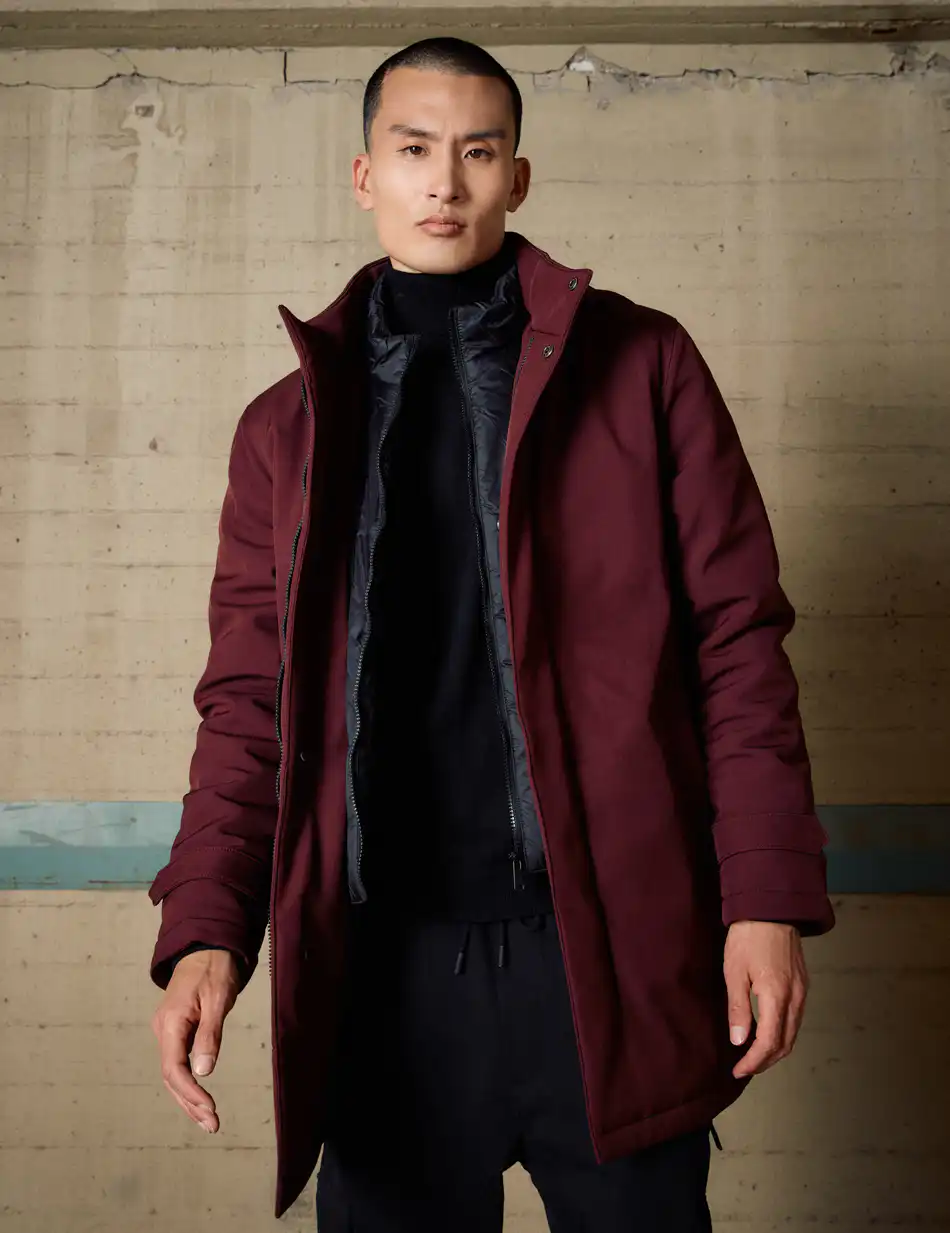 Biston Ανδρικό demi μπουφάν με κουκούλα 54-201-053 BORDEAUX