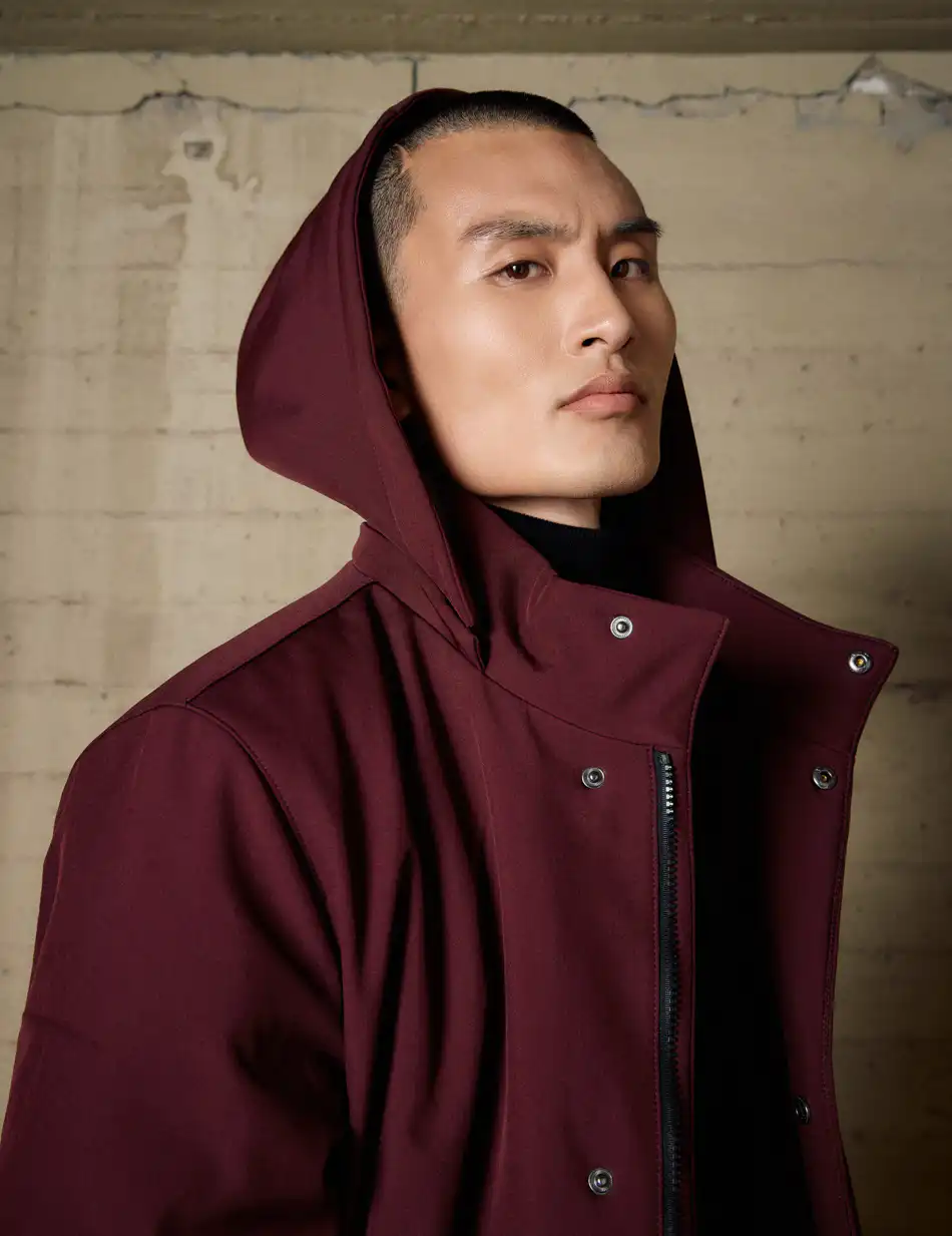 Biston Ανδρικό demi μπουφάν με κουκούλα 54-201-053 BORDEAUX