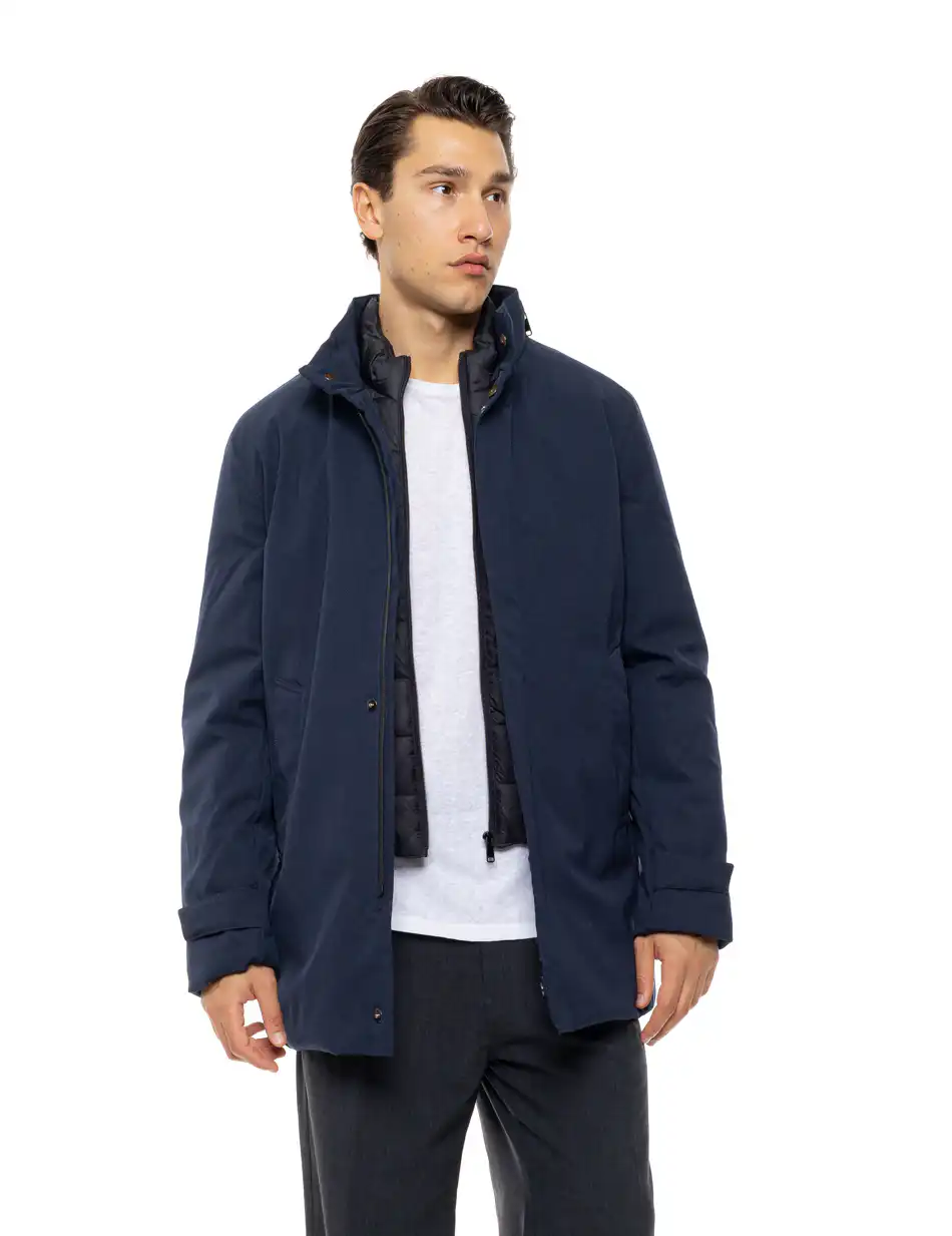 Biston Ανδρικό demi μπουφάν με κουκούλα 54-201-054 NAVY