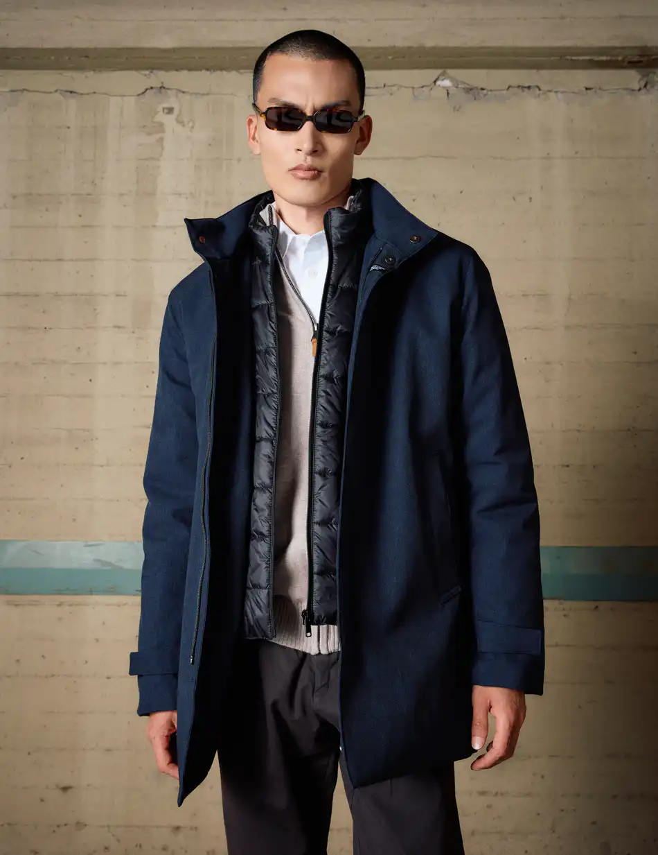 Biston Ανδρικό demi μπουφάν με κουκούλα 54-201-054 NAVY