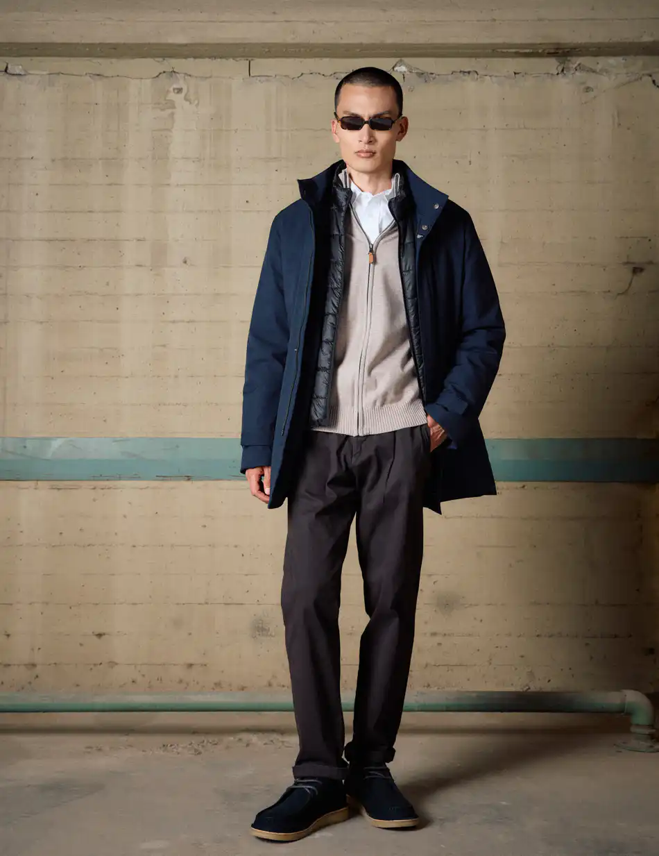 Biston Ανδρικό demi μπουφάν με κουκούλα 54-201-054 NAVY