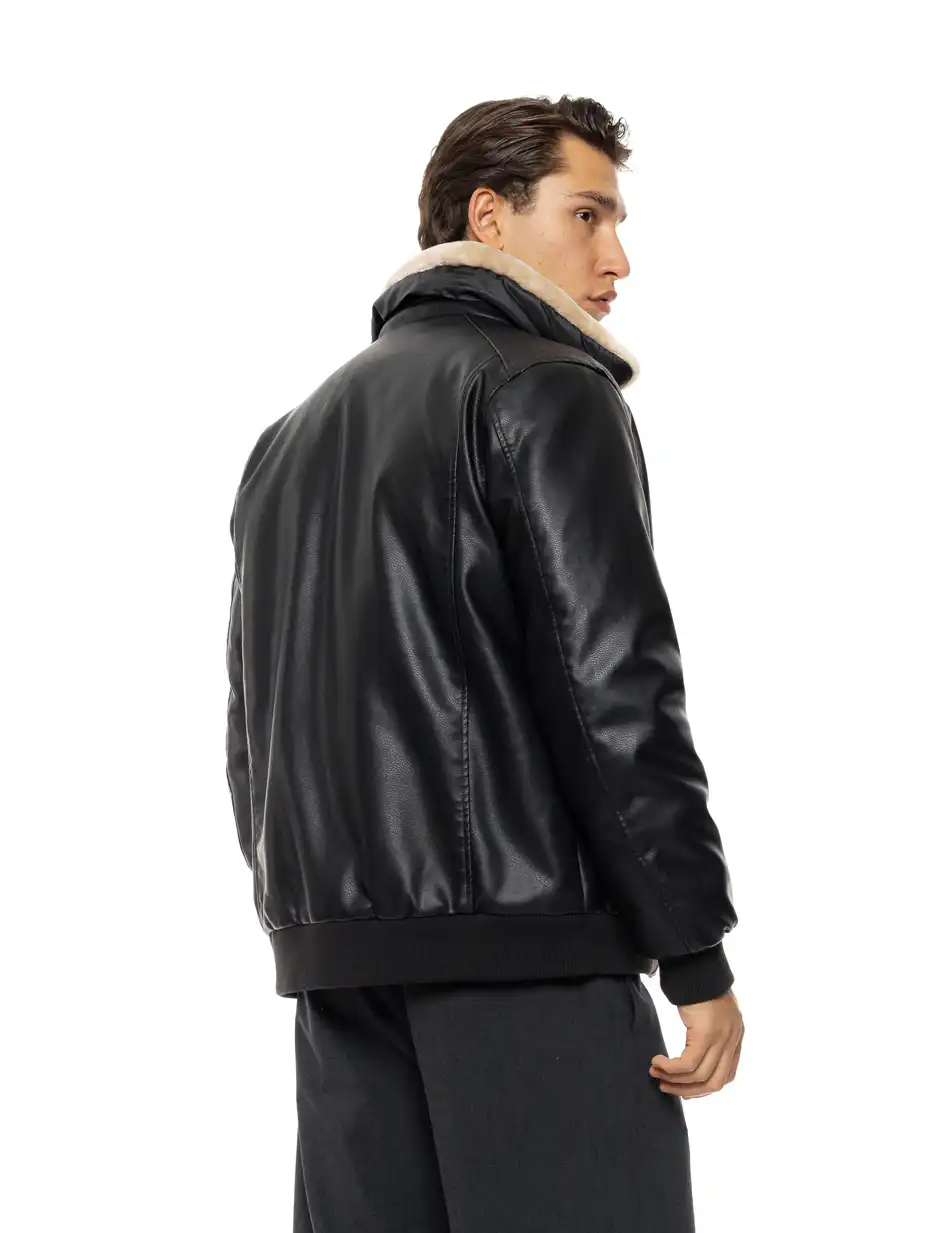 Splendid Ανδρικό πανωφόρι από δερματίνη 54-201-058 BLACK