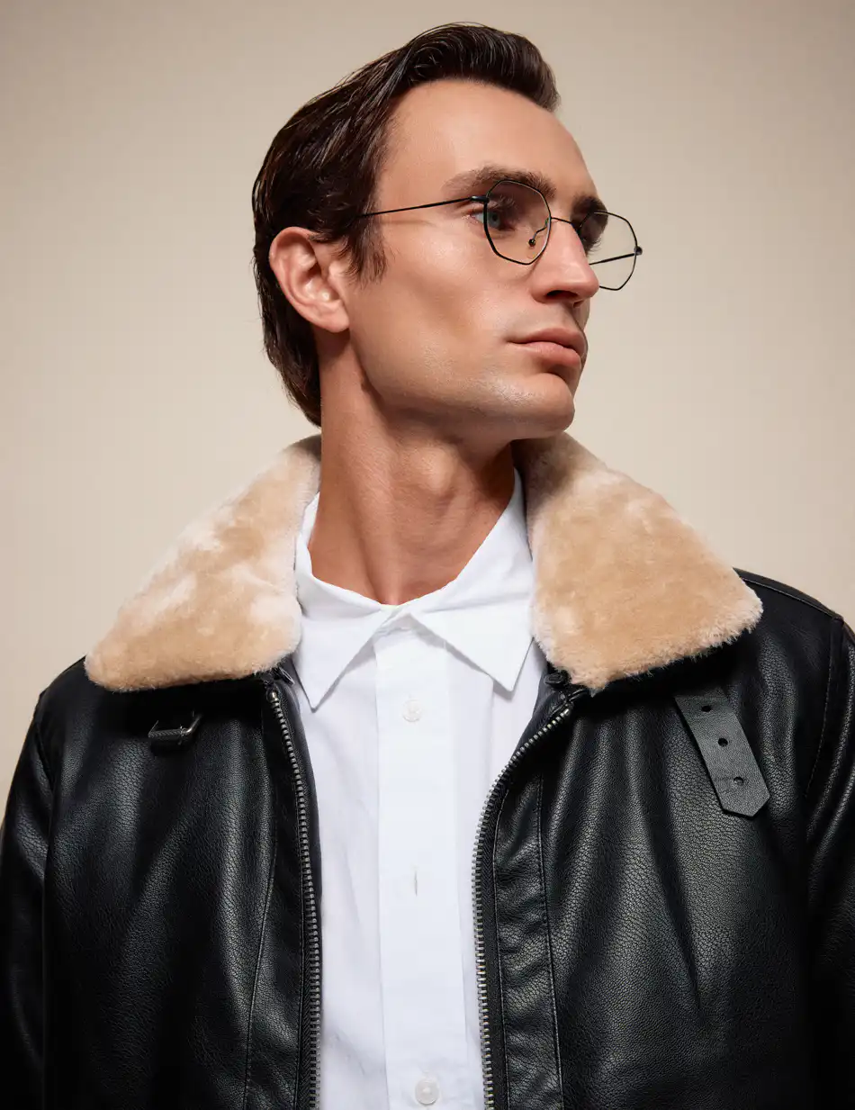 Splendid Ανδρικό πανωφόρι από δερματίνη 54-201-058 BLACK