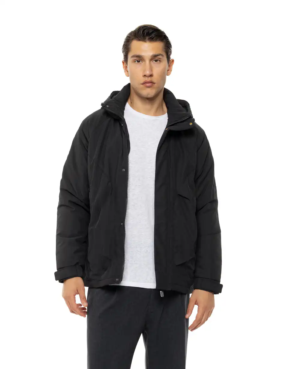 Biston Ανδρικό κοντό μπουφάν με κουκούλα 54-201-067 BLACK