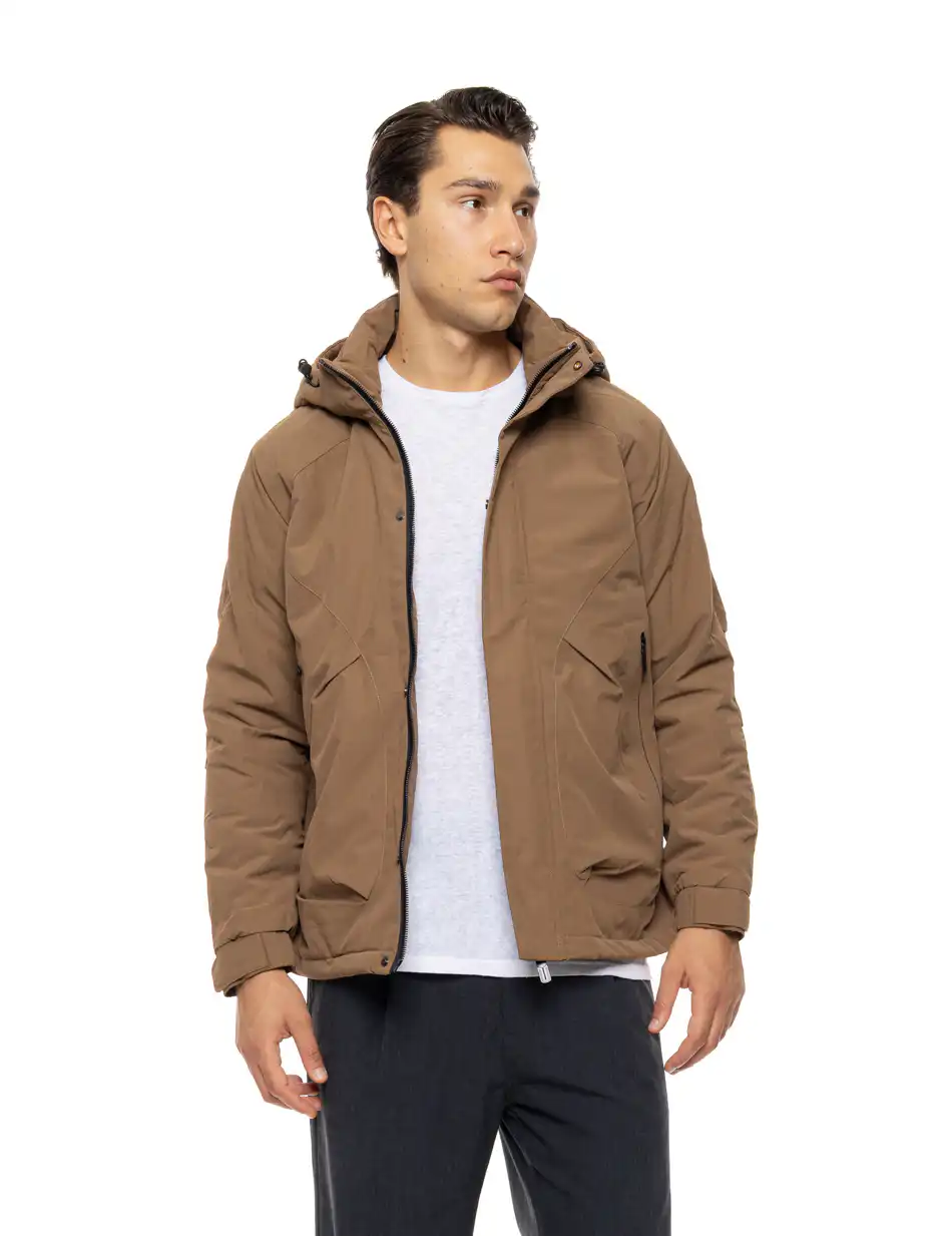 Biston Ανδρικό κοντό μπουφάν με κουκούλα 54-201-067 BROWN