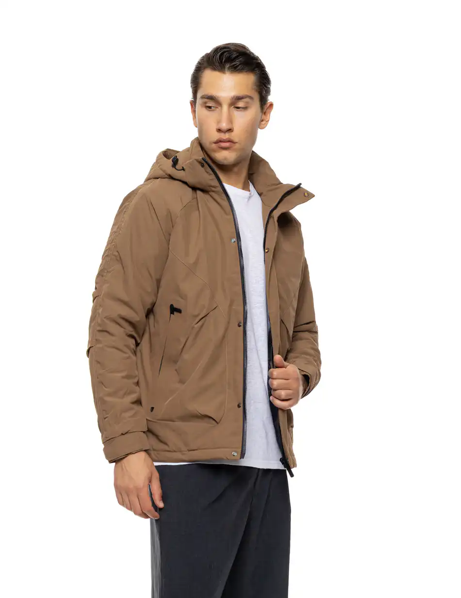 Biston Ανδρικό κοντό μπουφάν με κουκούλα 54-201-067 BROWN