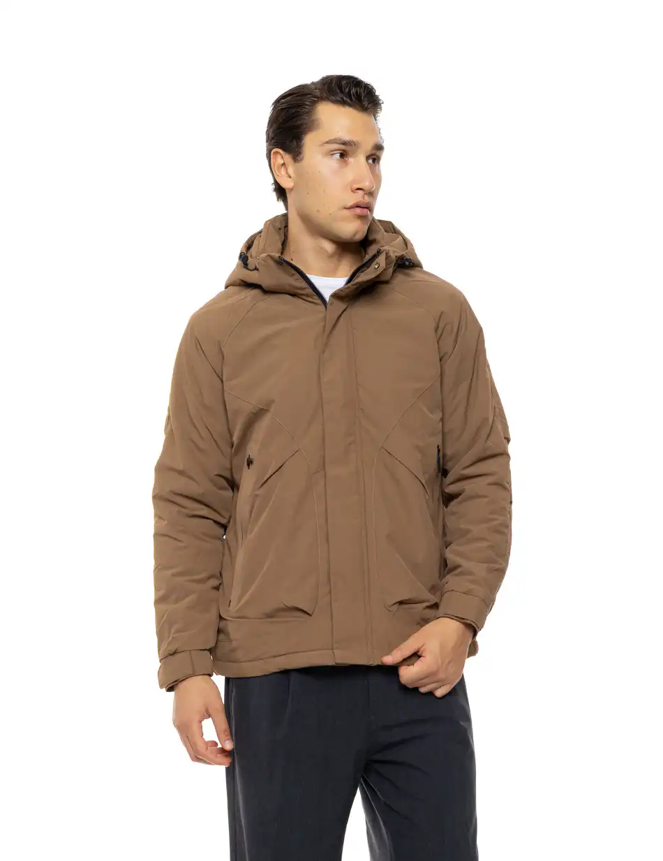 Biston Ανδρικό κοντό μπουφάν με κουκούλα 54-201-067 BROWN