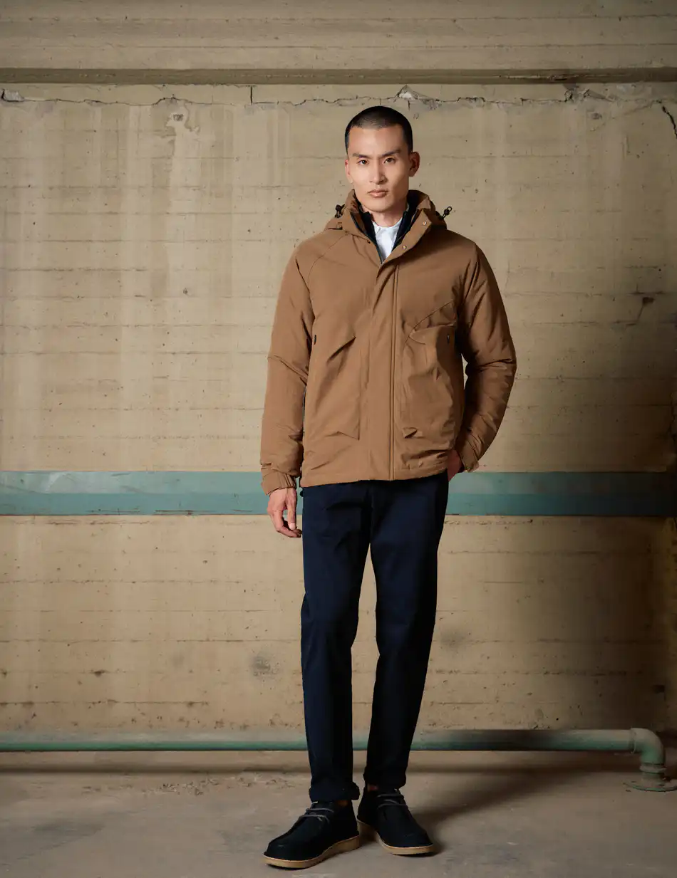 Biston Ανδρικό κοντό μπουφάν με κουκούλα 54-201-067 BROWN