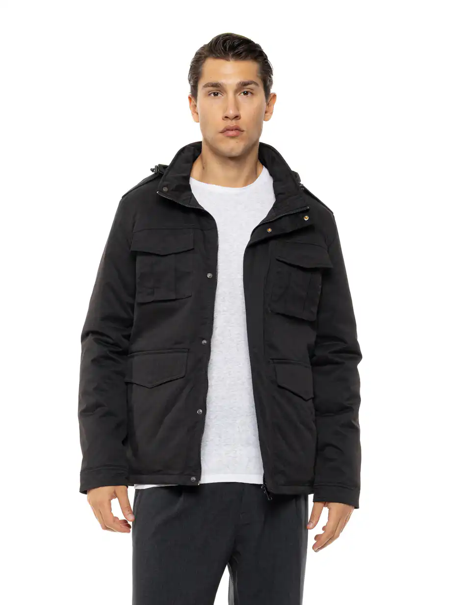 Biston Ανδρικό κοντό μπουφάν με γιακά 54-201-068 BLACK