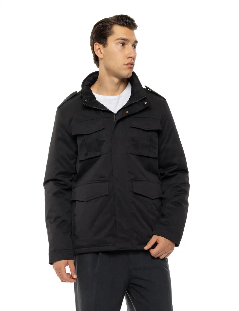 Biston Ανδρικό κοντό μπουφάν με γιακά 54-201-068 BLACK