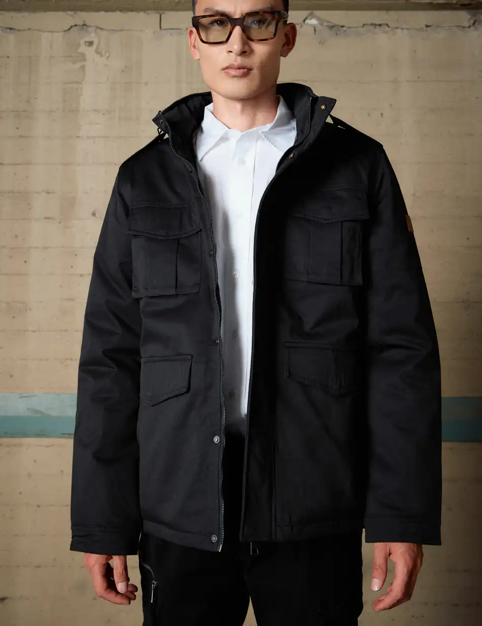 Biston Ανδρικό κοντό μπουφάν με γιακά 54-201-068 BLACK