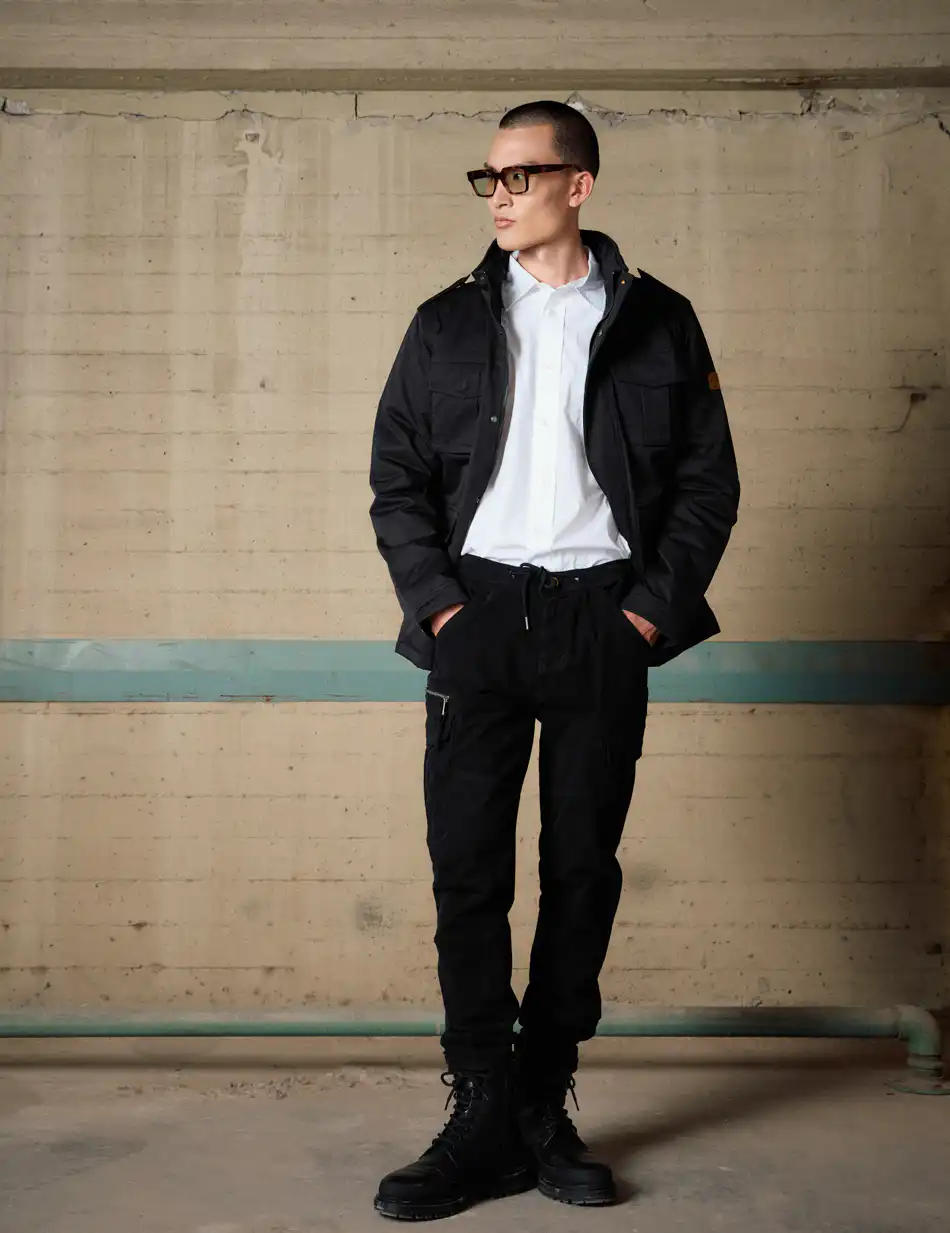 Biston Ανδρικό κοντό μπουφάν με γιακά 54-201-068 BLACK