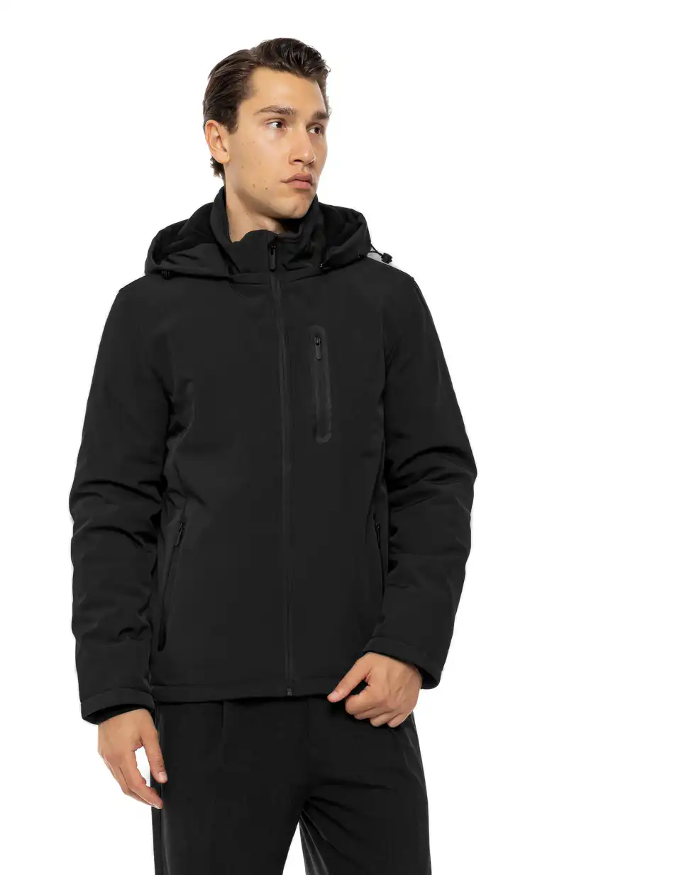 Biston Ανδρικό κοντό μπουφάν με κουκούλα 54-201-069 BLACK