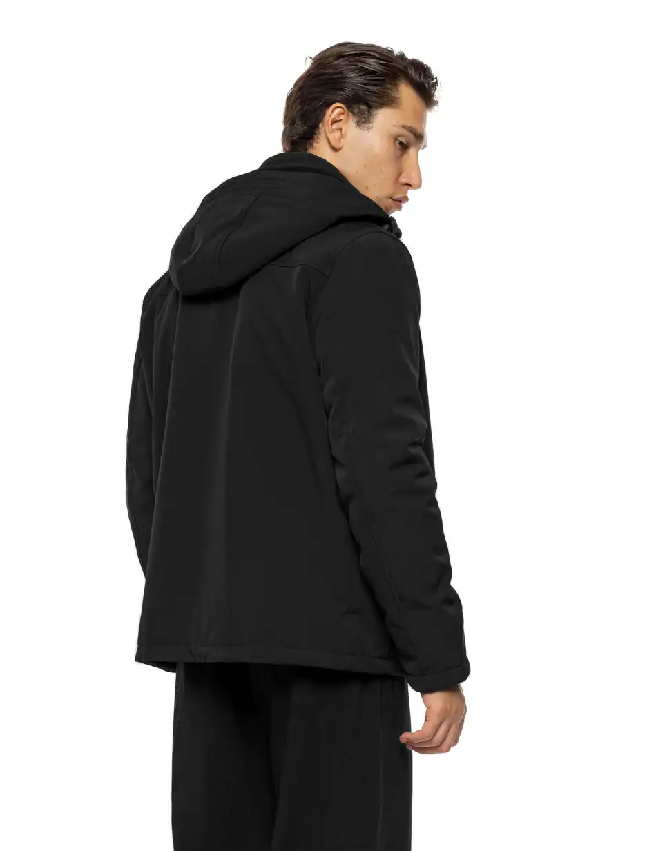 Biston Ανδρικό κοντό μπουφάν με κουκούλα 54-201-069 BLACK