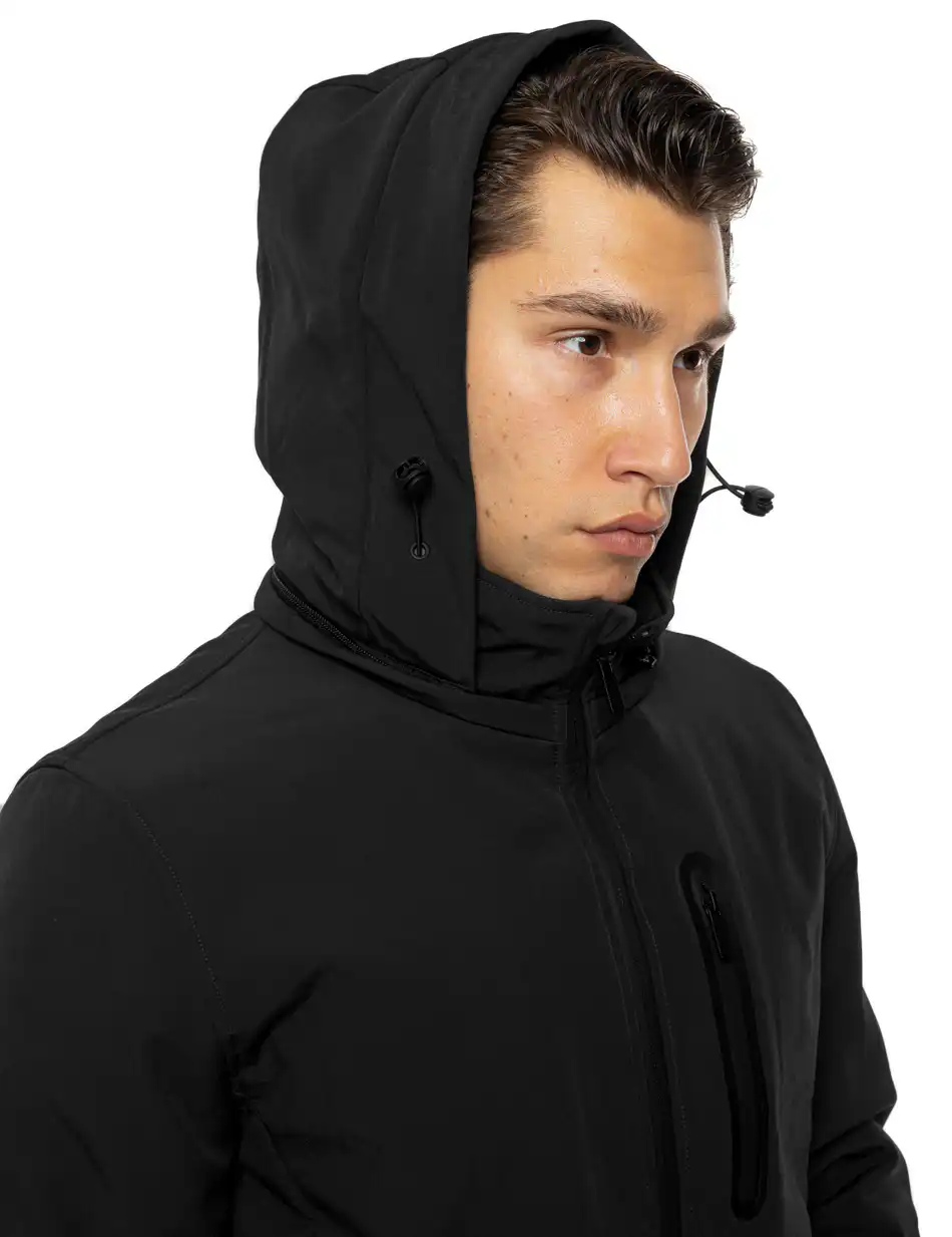 Biston Ανδρικό κοντό μπουφάν με κουκούλα 54-201-069 BLACK