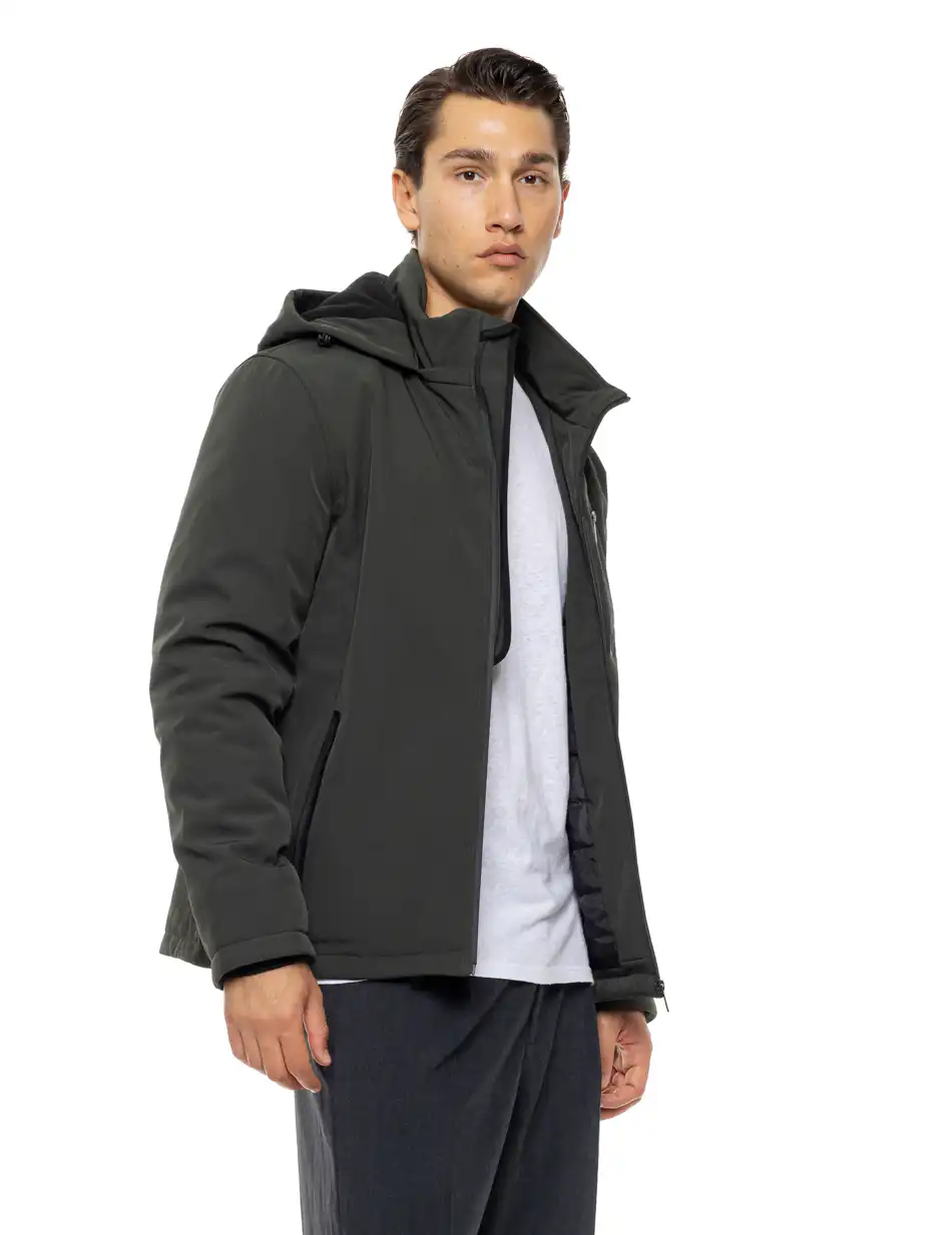 Biston Ανδρικό κοντό μπουφάν με κουκούλα 54-201-069 DK GREEN