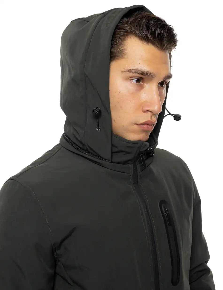 Biston Ανδρικό κοντό μπουφάν με κουκούλα 54-201-069 DK GREEN