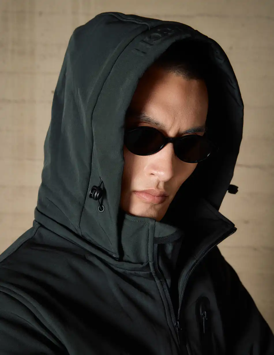 Biston Ανδρικό κοντό μπουφάν με κουκούλα 54-201-069 DK GREEN