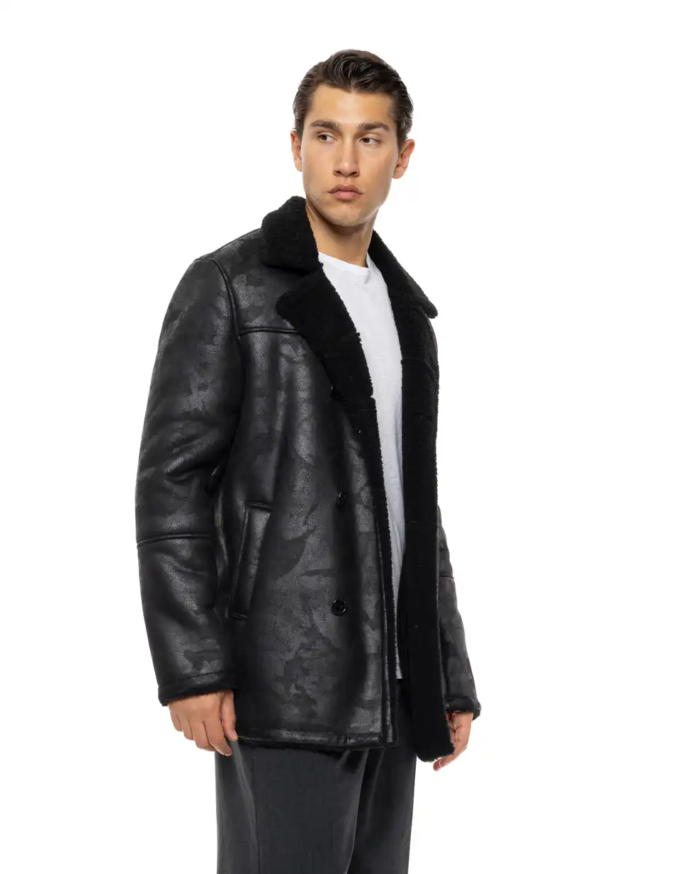 Biston Ανδρικό demi παλτό με γιακά 54-201-076 BLACK