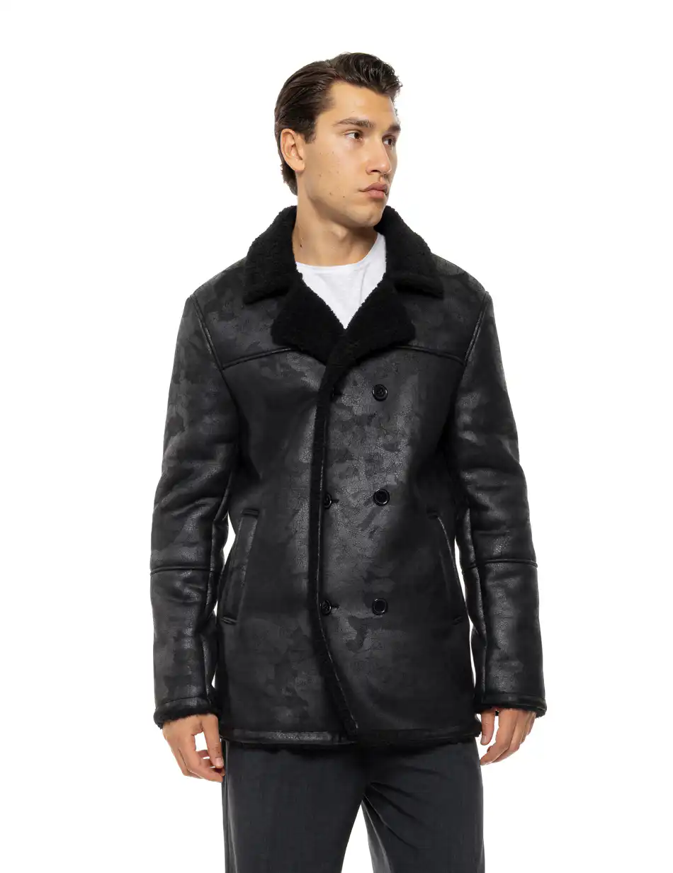 Biston Ανδρικό demi παλτό με γιακά 54-201-076 BLACK